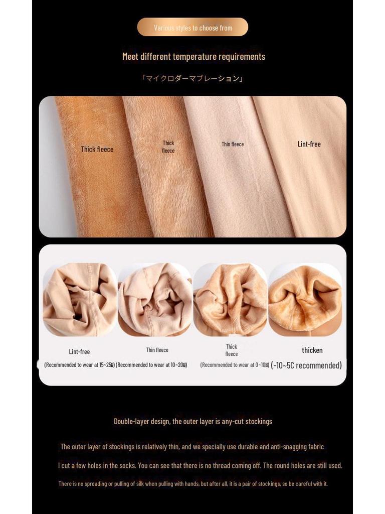 Damen Herbst/Winter Plüsch Verdickte Hohe Stulpen Transparent-Look Rutschfest Doppellagige Strümpfe