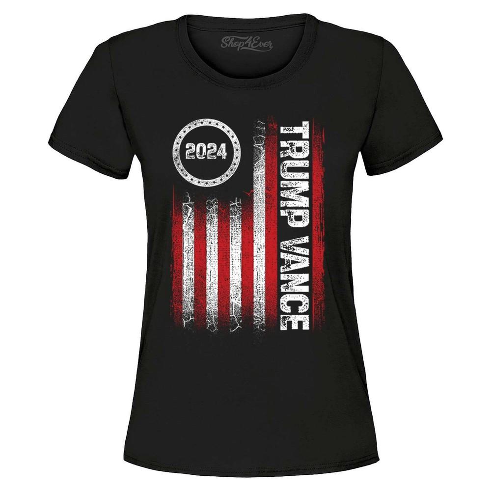 

Trump Vance 2024 Women s T-Shirt American Flag Shirt M