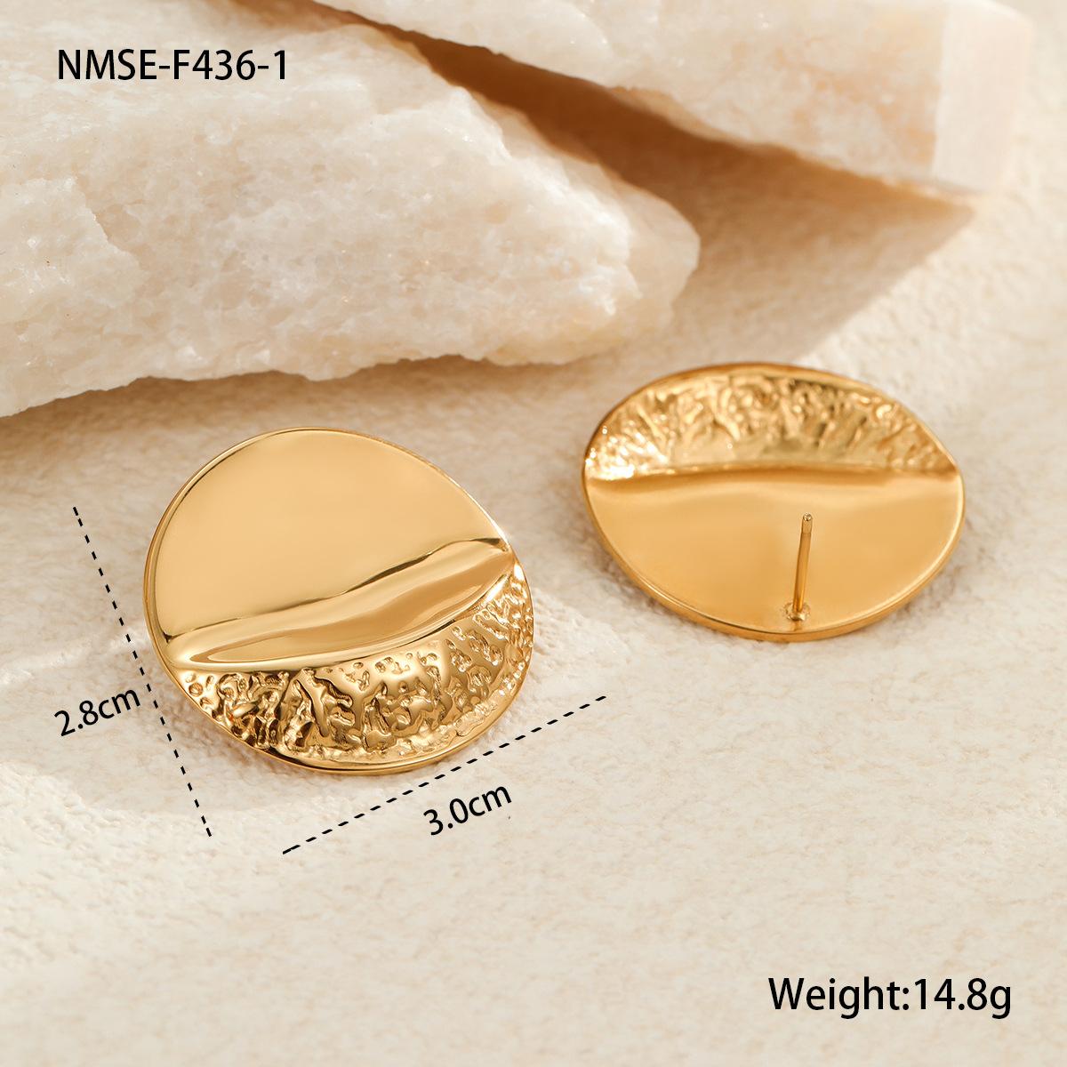 GEMCHIC Women s Fashion Gold Plated Stainless Steel Geometric Disc Stud Earrings Exaggerated French Style Statement Jewelry 18K