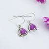 Purple Copper Turquoise Earrings, Handmade 925 Sterling Silver Earring, Trilliant Turquoise Earrings, Birthday Gift