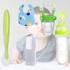 Baby Silicone Feeding Combo – Spoon Bottle, Fruit Feeder, Finger Brush, Silicone Spoon & Bib Pack of 5