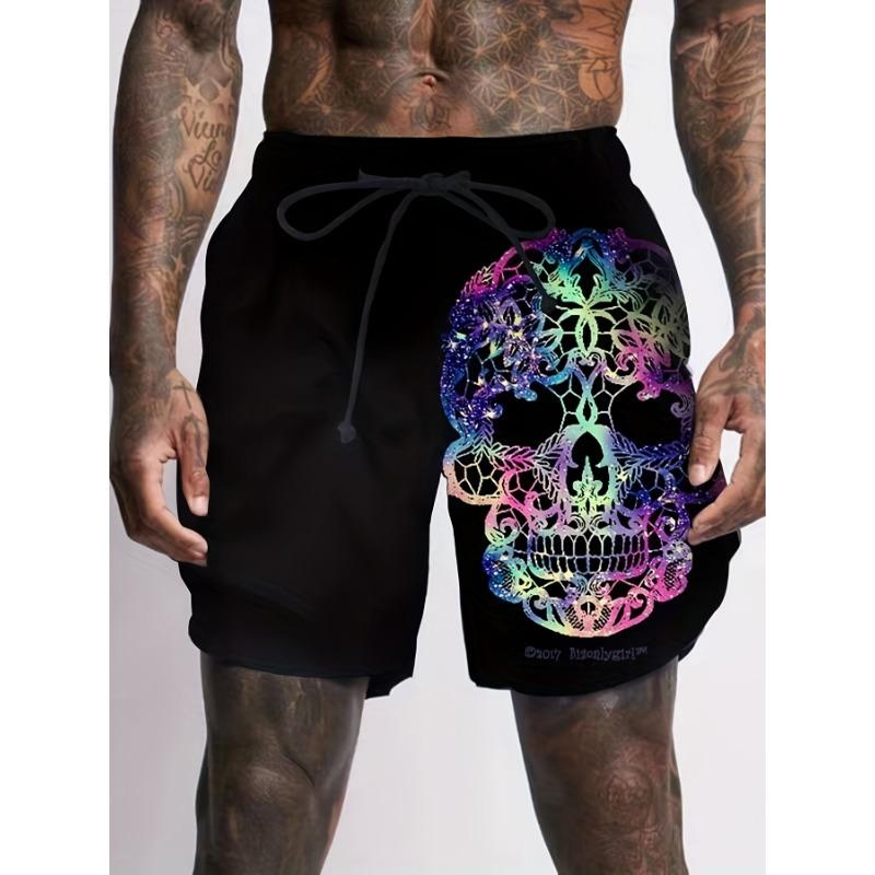 

Летние мужские модные трендовые шорты с 3D-графикой черепа, летняя одежда, шорты для отпуска, мужские быстросохнущие шорты, пляжные шорты 4XL