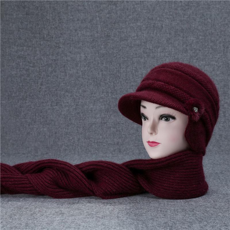 Hat Female Winter Warm Ear Hat Grandmother Mother Wool Hat Cold Old Lady Knitted Hat