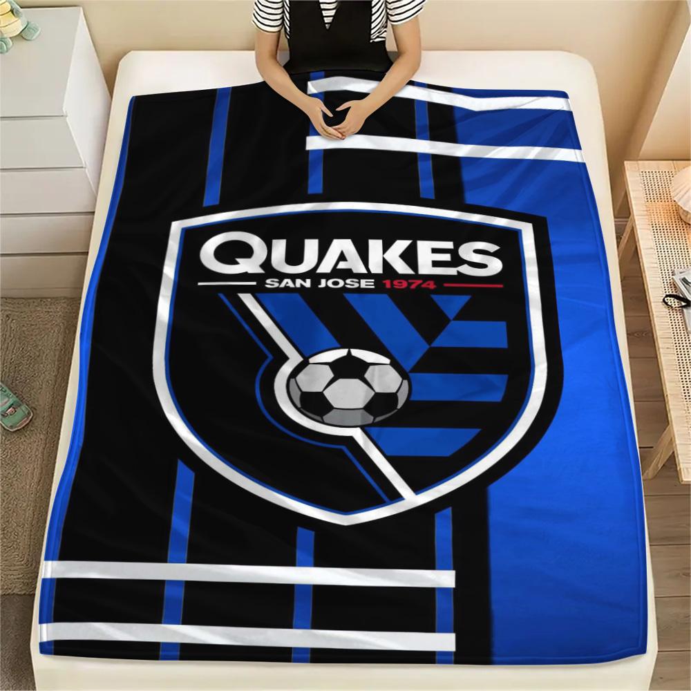 1Pc San Jose Earthquakes Print Flannel Blanket High Quality Warm Comfortable Cover for All Seasons Perfect for Gifts Home Decor