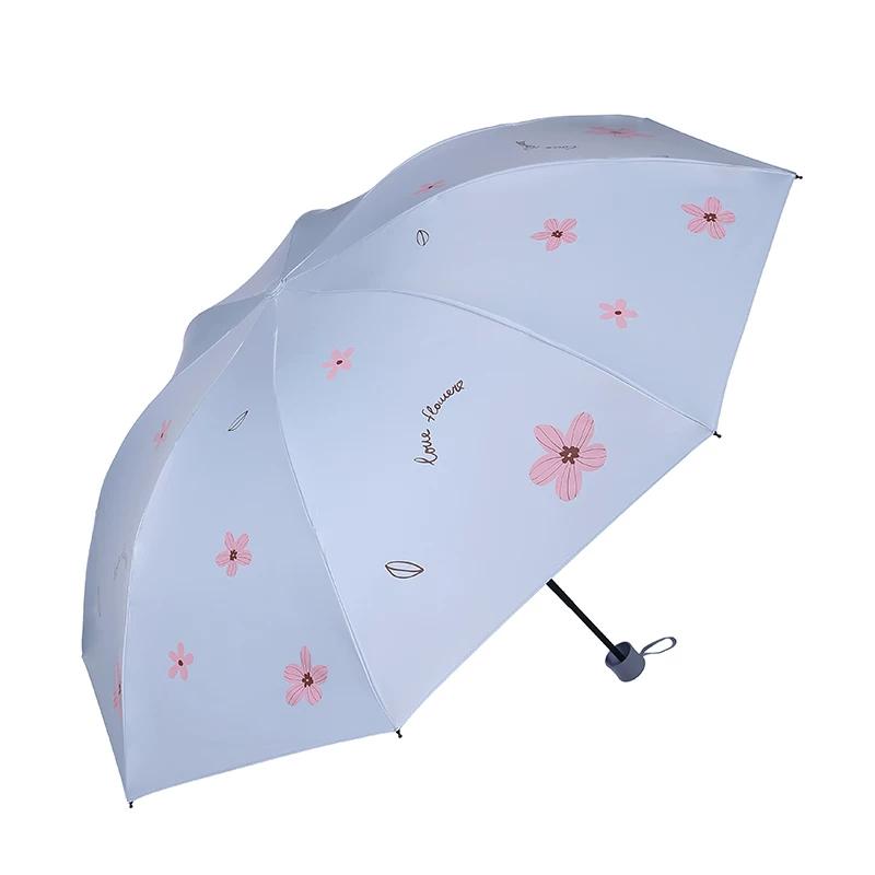 Paradise Umbrella Sun Umbrella UV Protection Female Vinyl Dual-Use Umbrella Sun Umbrella Sunny Umbrella Parasol Triple Folding Umbrella Portable
