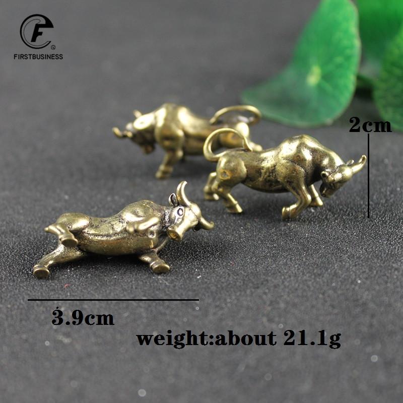 2022 NEW Brass Wall Street Bullfighting Pendant Vintage Copper Lucky Bull Keychain Charm Chinese Feng Shui Hanging Jewelry Decor