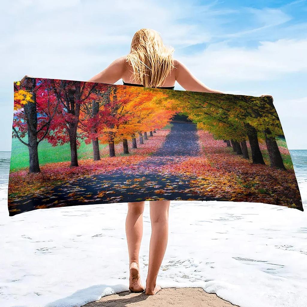 Microfiber Beach Towel,Absorbent Fall Bath Towel Oversized,Quick Dry Maple Leaf Beach Towel for Adult,Sand Free Swim Beach Towel