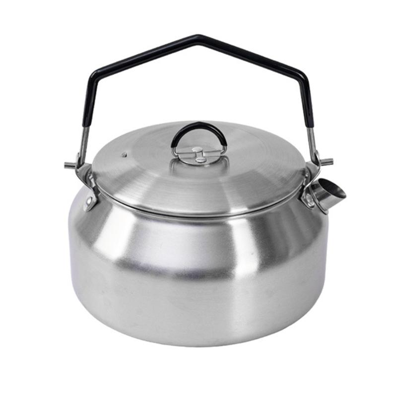 Portable 1 Litre Lightweight Stainless Steel Camping Kettle Durable and Camping Tea Pot for Indoor Outdoor Campfire Use