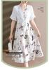 2026 Summer Fashion Chiffon Two-Piece Skirt Set for Middle-Aged & Elderly Women - Short Sleeve Dress