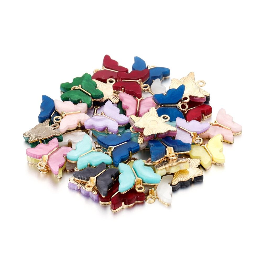 10pcs/lot Colorful Resin Butterfly Charms Pendant Enamel Metal Small Charms Necklace Bracelet For DIY Jewelry Making Accessories