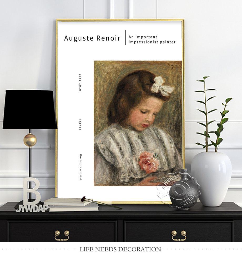 France Pierre-Auguste Renoir Canvas Painting, Auguste Renoir Impressionism Exhibition Museum Poster, Vintage Oil Paint Home Decor No Frame