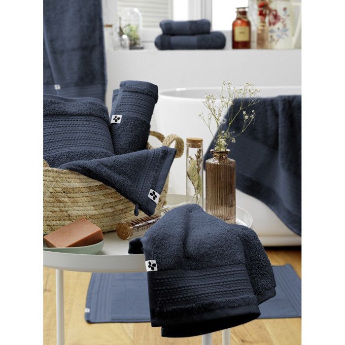 Serviette invité "Garance" 30 x 50 cm / 100% Coton Bio / 600 gr/m² l'Effet Papillon - Garance Minuit - Serviettes invité 30 x 50 cm