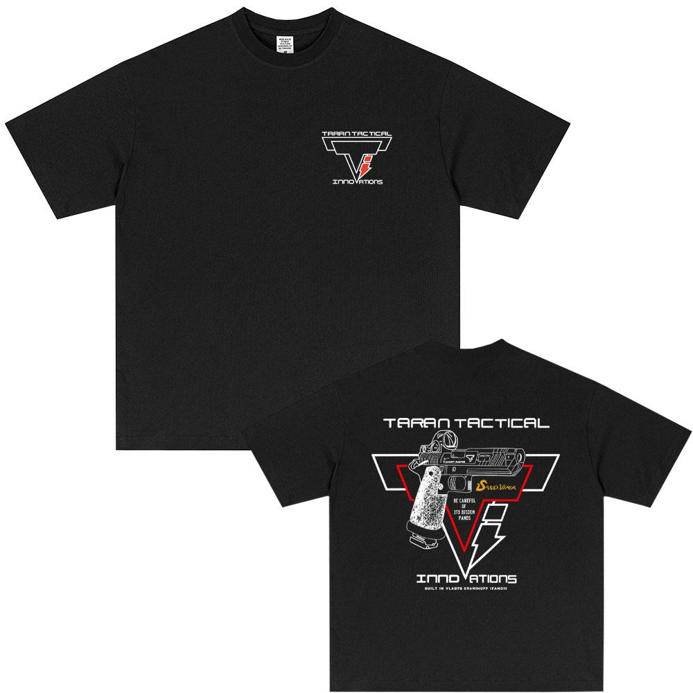 Taran Tactical Pistol Print Super Elastic Graphic T-shirt Unisex Casual Oversized T Shirts Men Women Fashion Vintage Tshirt Tops
