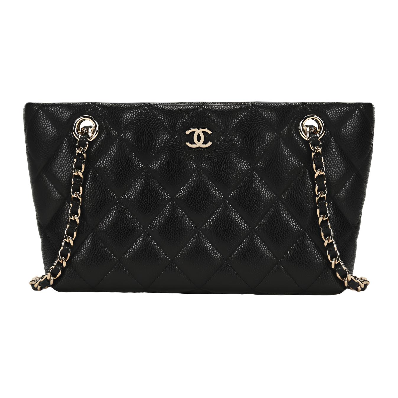 

Chanel 25c Логотип бренду Шкіряний ланцюжок Ромбовий візерунок Шкіряна сумка через плече Жіноча Чорний Basic+Dust Bag чорний