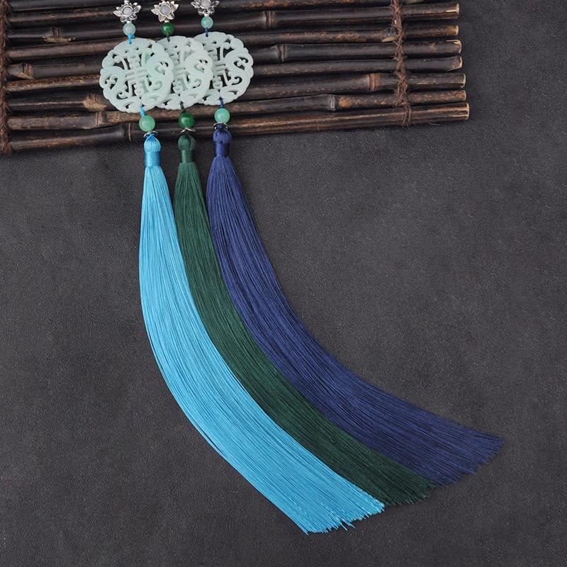 Fu Shou Imitation Jade Hanfu Waist Tassel Pendant with Lantern and Table Runner Accents