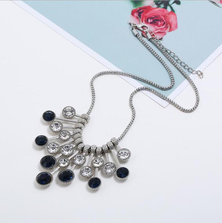 Elegant Black White Multilayer Round Crystal Necklace For Women