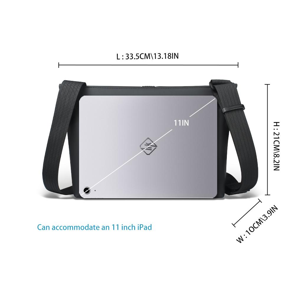 HcanKcan Herre Crossbody-veske Vanntett Skulderveske Passer 13 Tommers Bærbar PC Midjeveske Stor Kapasitet Messenger-veske Svart Sideveske