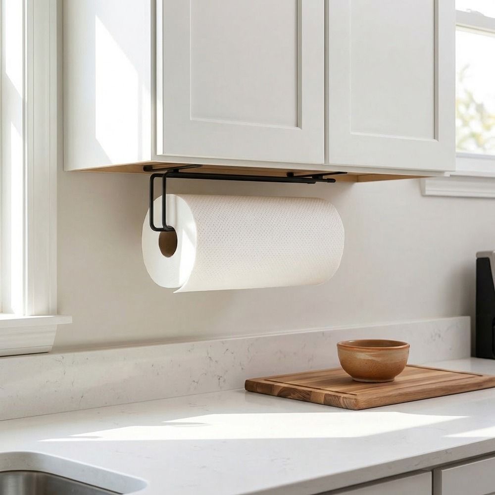 Wall Mounted Under Cabinet Paper Towel Holder Minimalist Cling Wrap Storage Rack  Toilet