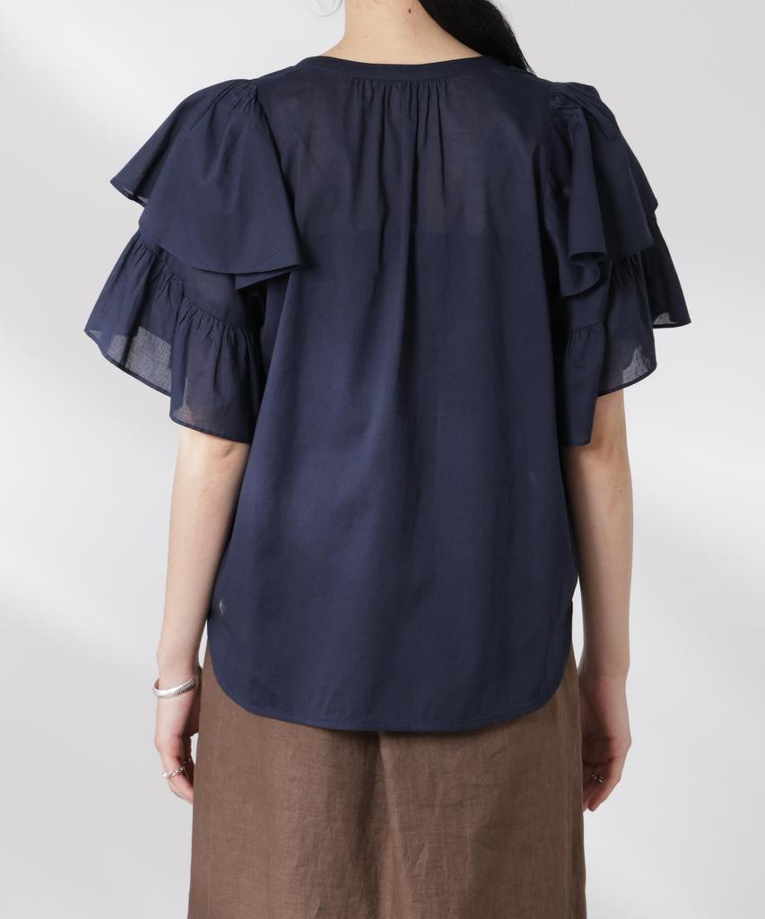 Nano Universe Made In India Cotton Frill Sleeve F Blouse, Women's, 081, L. Purple, 669-5121300