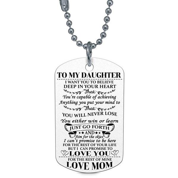 Necklace Fashion To My Son Daughter Dad Mom Dog Tag Birthday Gift Kids For