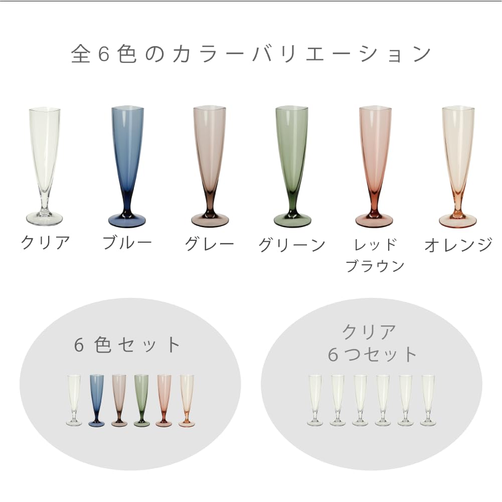 Plakira Unbreakable Champagne Glasses, 6-Pack, 135ml, Dishwasher Safe, Made in Japan, Perfect for Home Parties, Restaurants, Cafes, and Outdoors. Cute
