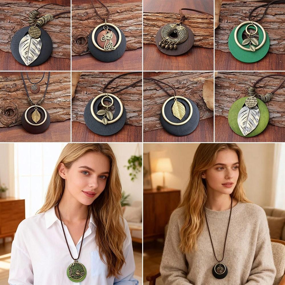 Leather Chain Sweater Chain Boho Sweater Necklace Vintage Clothing Pendant Gifts