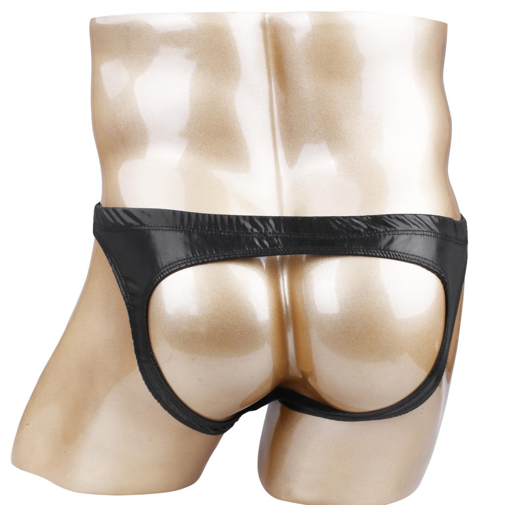 Men Lingerie Briefs Bikini Underwear Underpants With Penis Hole With O-Rings Underwear Open Butt