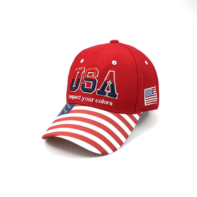 Custom Hat Manufacturer USA Flag PVC 3D Embroidery 6-Panel Washed Retro Sunshade Casual American Style Baseball Cap Hat Factory