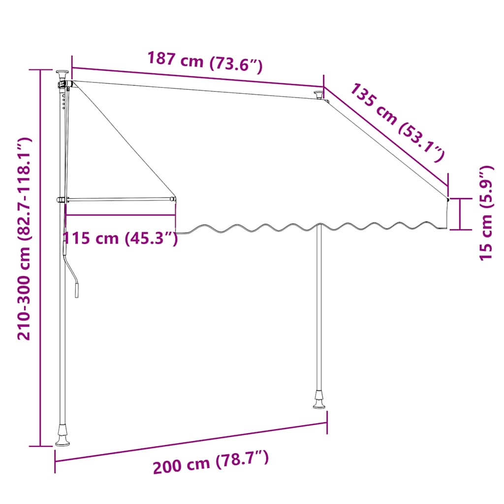 Vidaxl Ręcznie Zwijana Markiza, 200 Cm, Pomarańczowo-Brązowa
