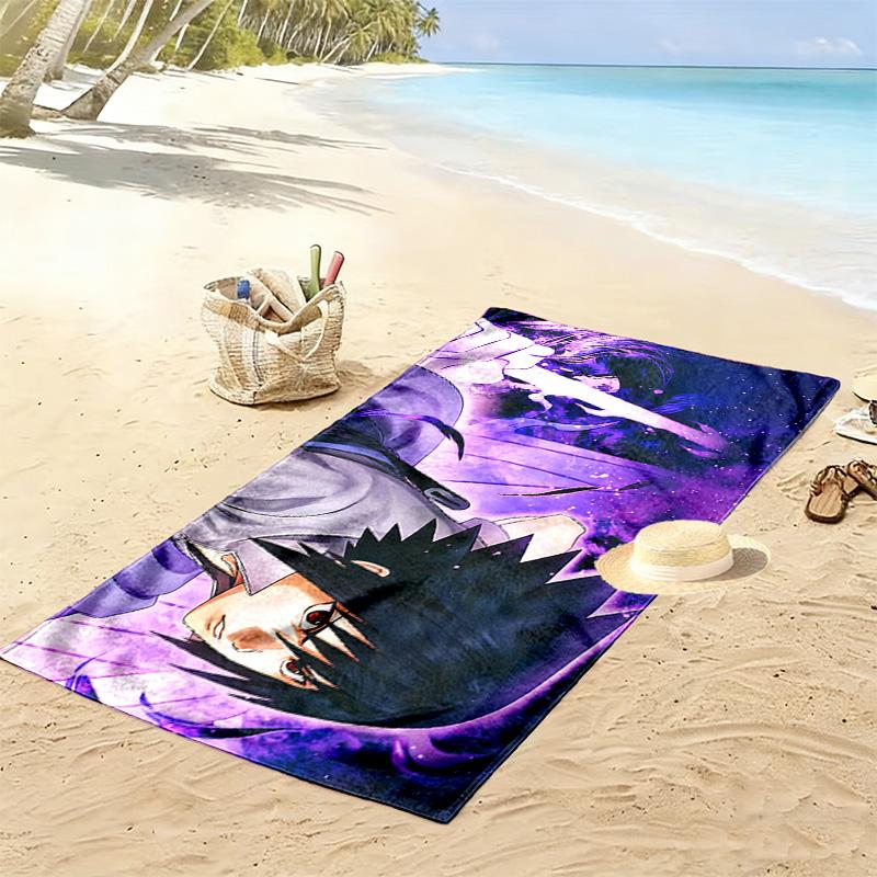 Serviette de plage impression d'art Épée Sasuke, Grande Serviette Douce à Séchage Rapide pour Plage Camping Natation