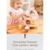 Wooden Double-Layer Dessert Stand Toy Set - Pink Bow Theme Children's Tea Party Pretend Play Toy Includes Cakes and Menu Cards