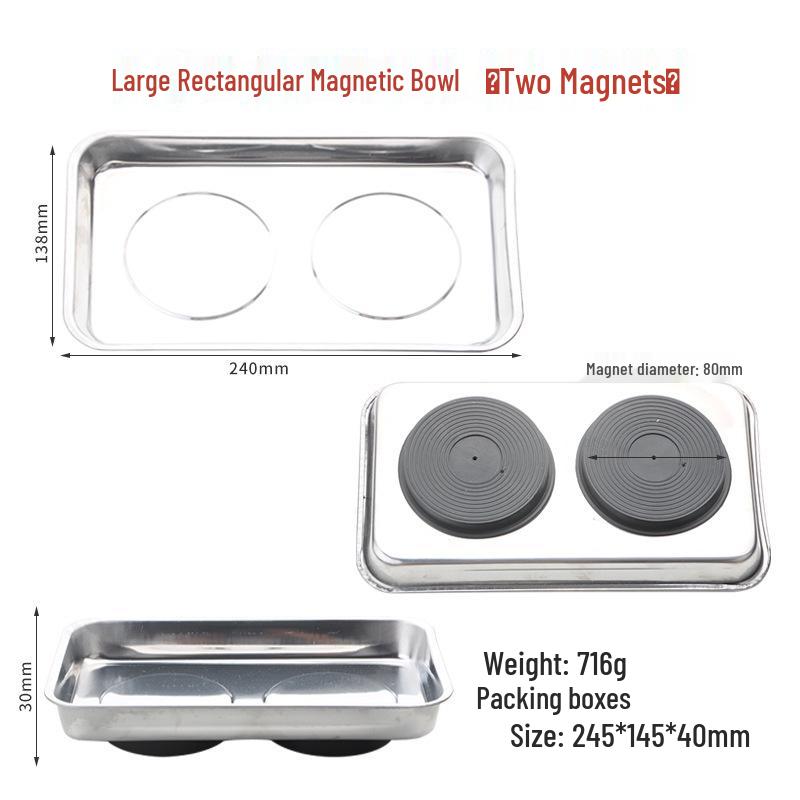 Magnetic Tool Bowl - Stainless Steel Parts Storage In 3, 4, or 6 Inch Sizes for Auto Repair