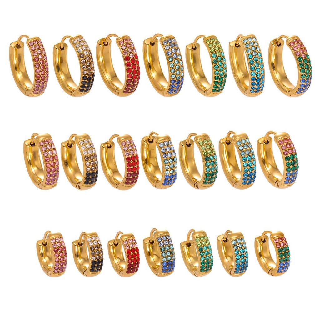 Qiong Yao Zircon Three-Row Diamond U-Shape Ear Cuff, 18k Gold Plated Stainless Steel Earrings