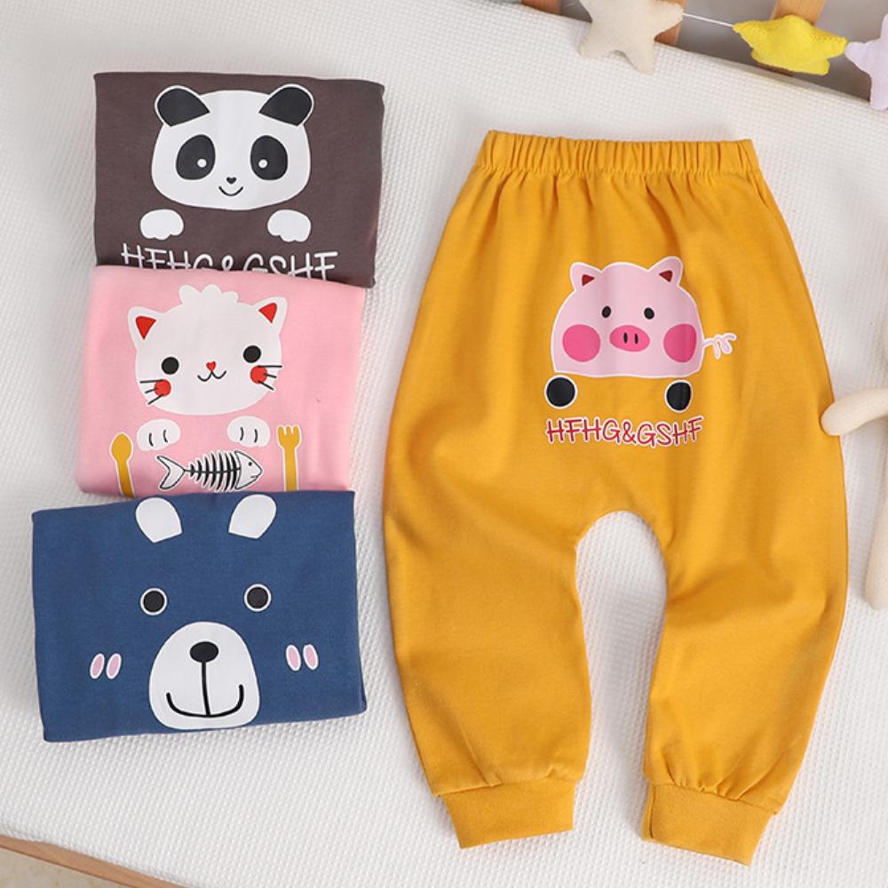 Kawaii Cartoon Printed Baby Boys Girls Long Pants High Waist Casual Harem Trousers