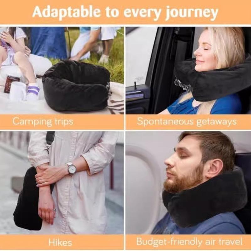 Portable Fillable Neck Pillow Space-saving Neck Travel Cushion Travel Pillow Neck Support Flight Travel Accessories