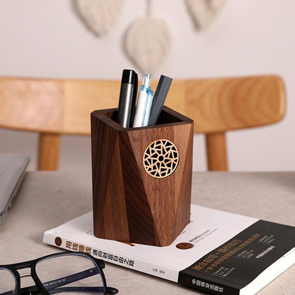 Multiple Use Wooden Pencil Box Vintage Marker Pen Storage Cup Desk Organizer Pen Container  Office