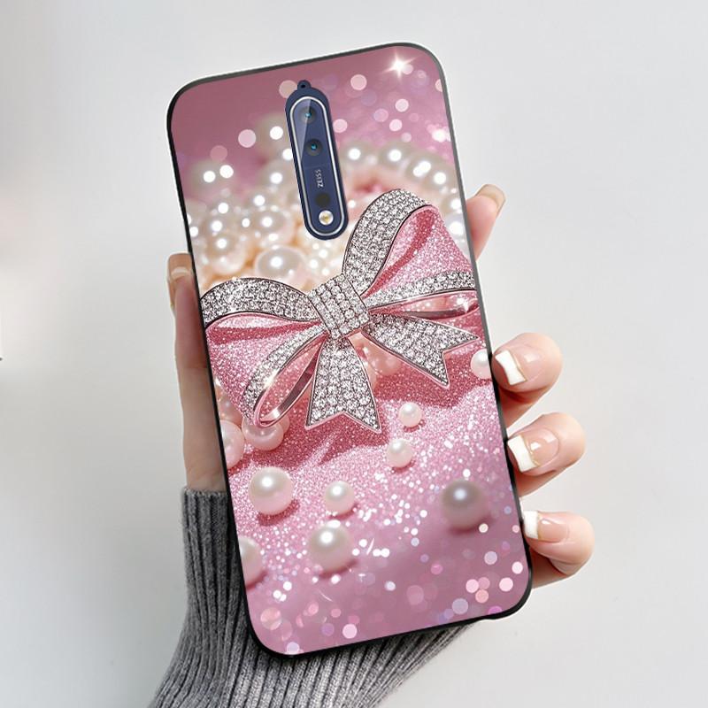 Custodia Per Nokia 8 / Nokia 8 Sirocco Custodia per Telefono Estetica Moda Gatto Carino Nero Opaco Morbido TPU Silicone Copertura Protettiva Paraurti