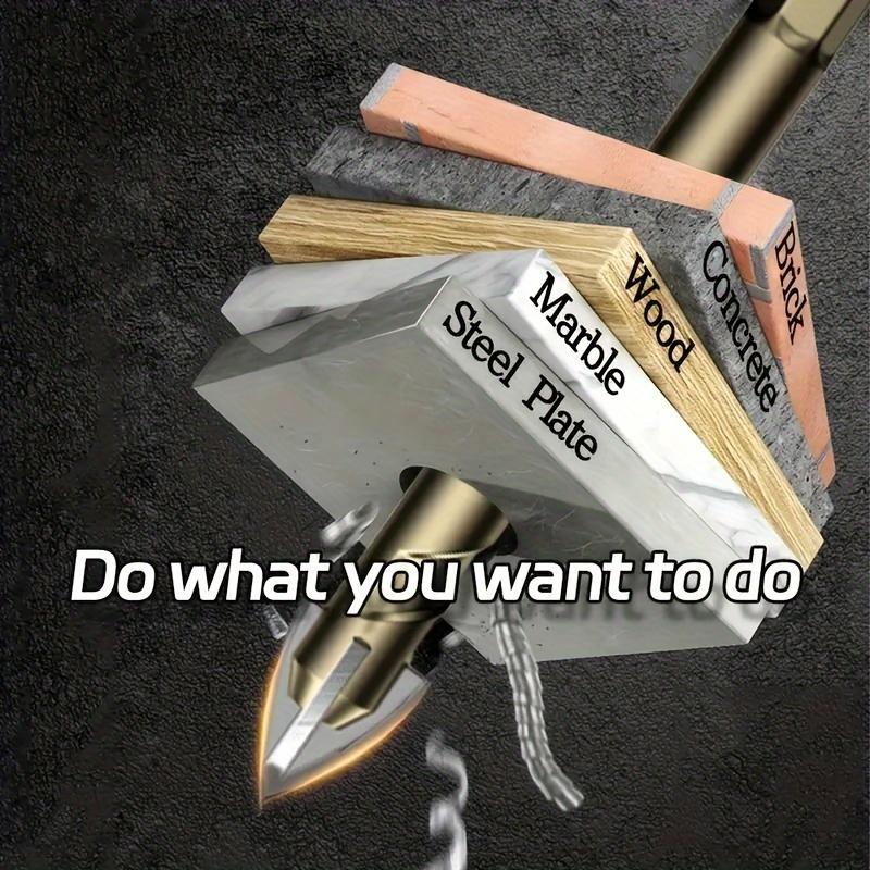 7pcs Multi-functional Drill Bit Set, Glass Tile Drill Hexagonal Shank Spiral Groove Cross Alloy Drill Ceramic Four-edge Drill To Drill Vitrified Brick