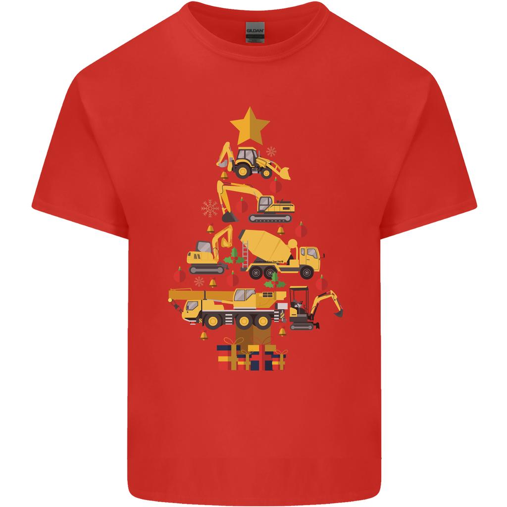 Construction Christmas Tree Digger Lorry Crane Unisexs Light Cotton TShirt