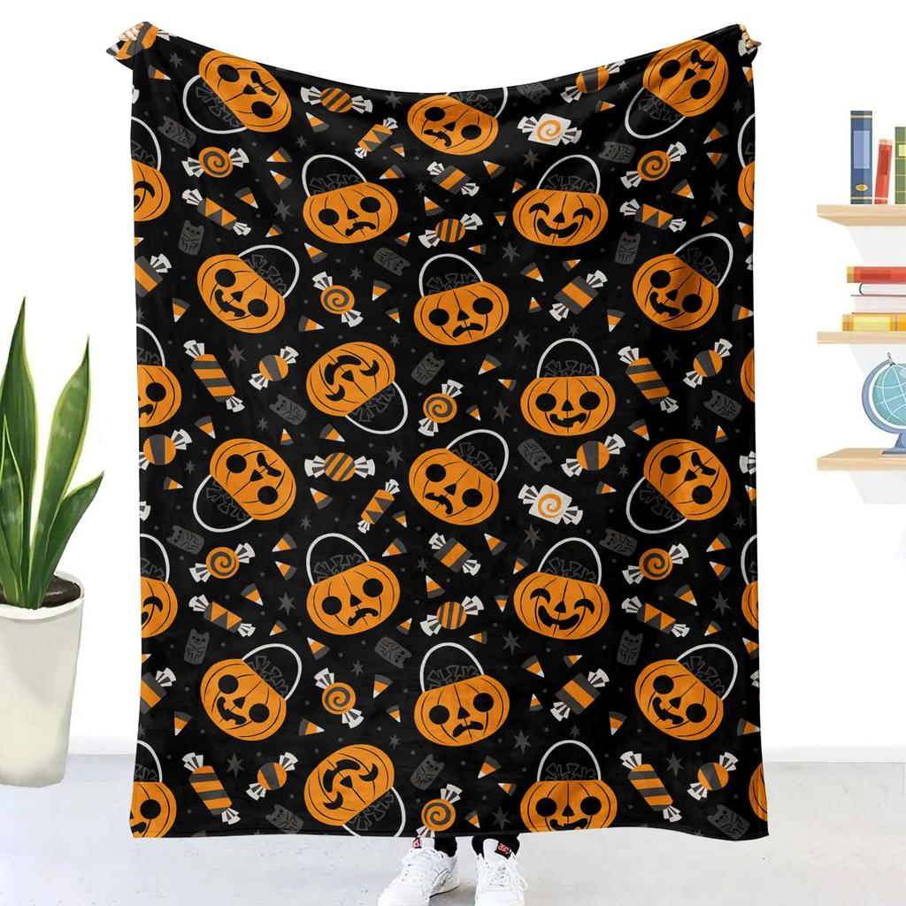 3D Printed Flannel Halloween Blanket Thickened Double-Layer Multifunctional Decorative Blanket Air Conditioning Blankets 150x200