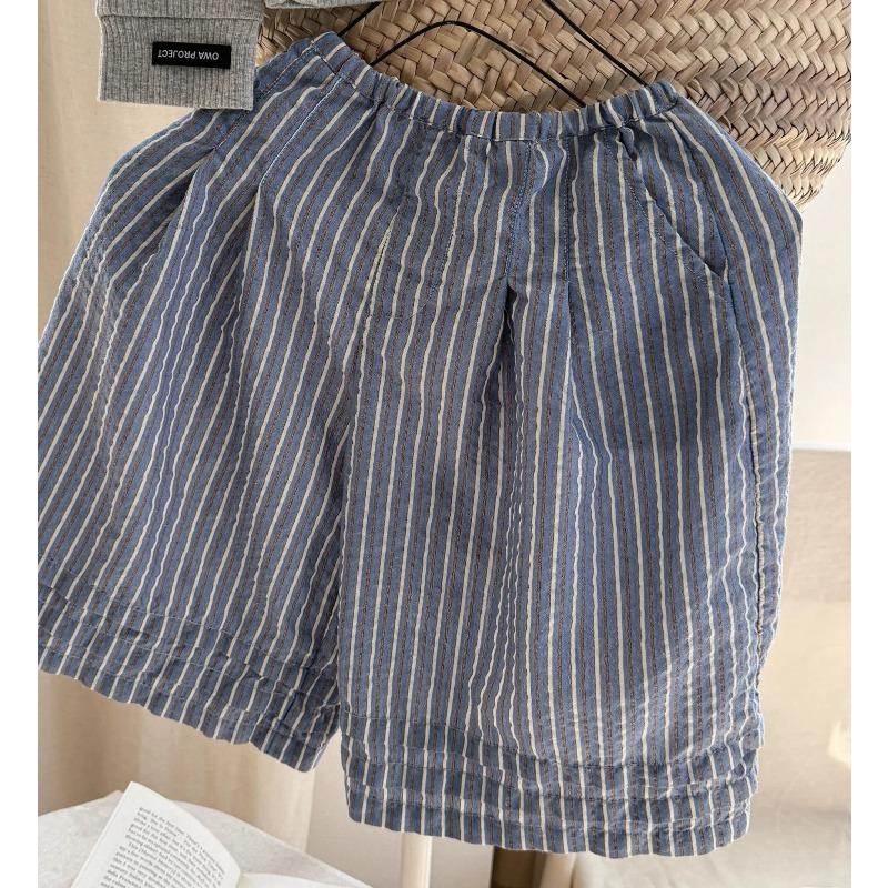 

Girls Summer Linen Mosquito Proof Capri Pants Korean Style Breathable Elastic Waist Toddler Kids Outdoor Clothing 130cm синій
