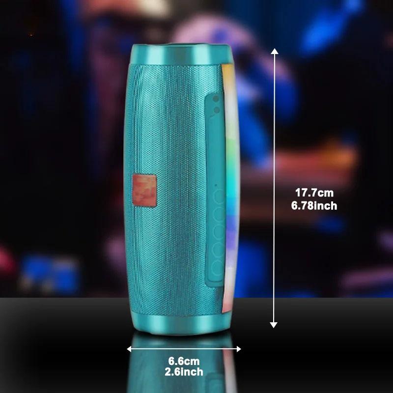 Portable Bluetooth Speaker with Colored LED Lights Outdoor 3D Stereo Bass Glow-in-the-dark Speaker FM/TF