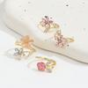 4pcs Pink Rhinestone & Cat-Eye Stone European Ring - Elegant Sparkling Women's 4-Ring Set Suitable for Parties, Vacations, Year-Round Wear