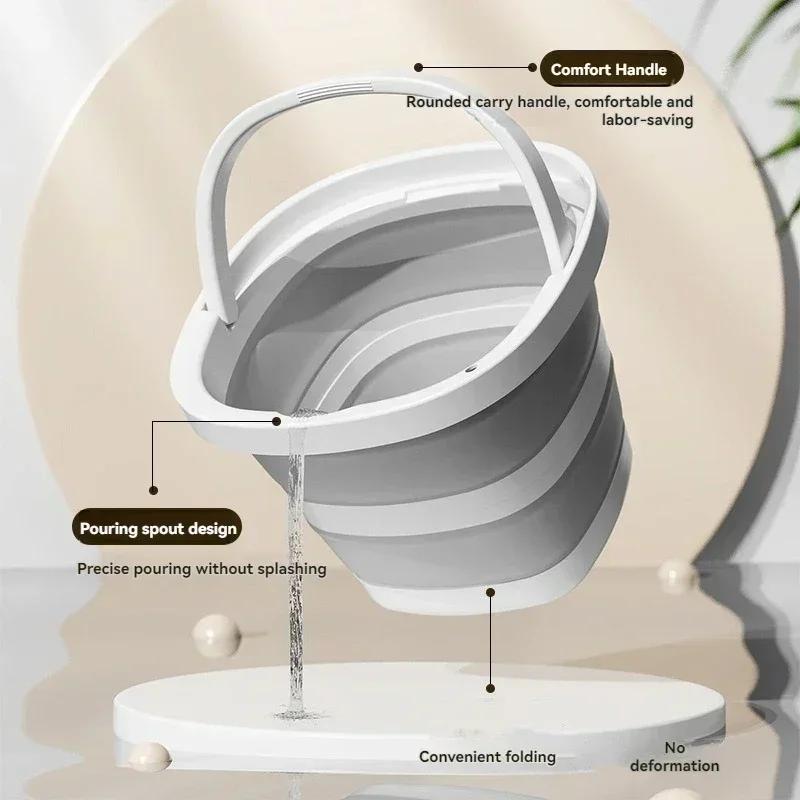 Versatile Folding Water Bucket with Handle Household Silicone Bucket Travel Outdoor Fishing Portable Water Bucket