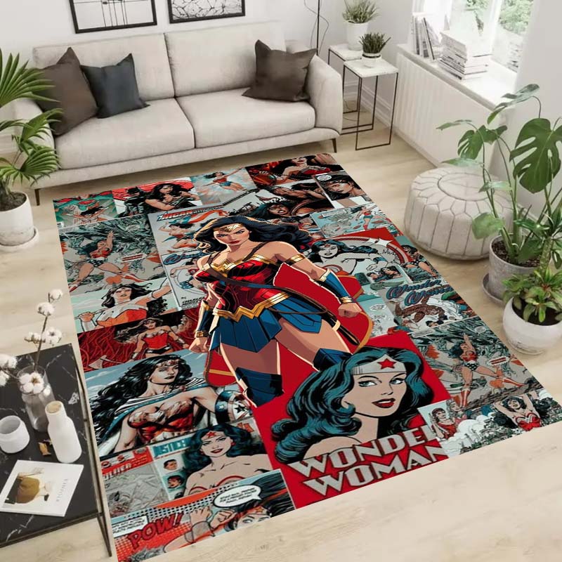 Wonder Woman pattern rug, suitable for living room, bedroom, bedside, balcony and other places, Nordic style decorative rug,