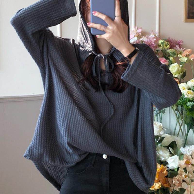 2025 Korean-Style Oversized Hooded Sweater - Women's Trendy, Lightweight, Long-Sleeve Pullover for Spring and Autumn