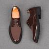 Fashion Luxury Men's Lace Up Suede Patent Leather Mixed Business Flats Shoes Male Designer Homecoming Wedding Dress Footwear