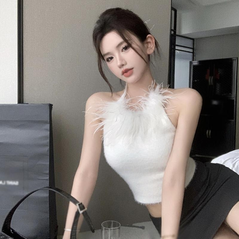 

Gentle Knitted Women s Tops Neck Hanging Women s Vests