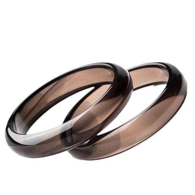 Ice Obsidian Crystal Bangle for Women - Natural Transparent Black Jade Bracelet