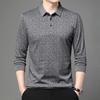 Mens Long Sleeve Jacquard Polo Shirt Business Casual Spring Autumn Top